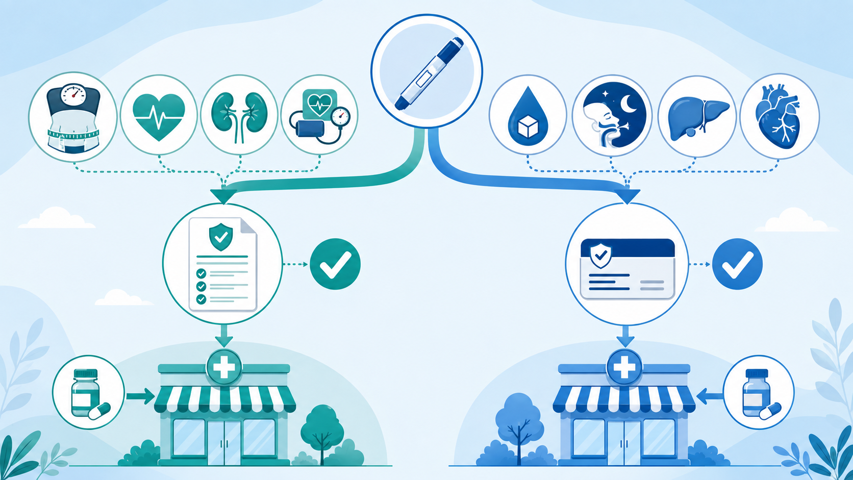 Decision pathway for Medicare GLP-1 Bridge versus regular Part D coverage